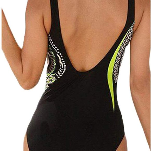 One Piece Bikini Swimsuits for Women Print Retro - Picture 4 of 4